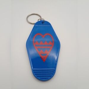 Motel Keychain Custom Blue And Red Abstract Heart Keyring Car Accessory Gift